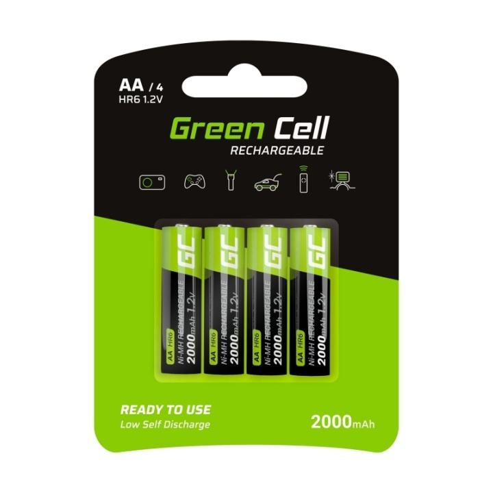 Green Cell Laddbara Ni-MH batterier 4x AA HR6 2000 mAh in de groep HOME ELECTRONICS / Batterijen & Opladers / Oplaadbare batterijen / AA bij TP E-commerce Nordic AB (38-86538)