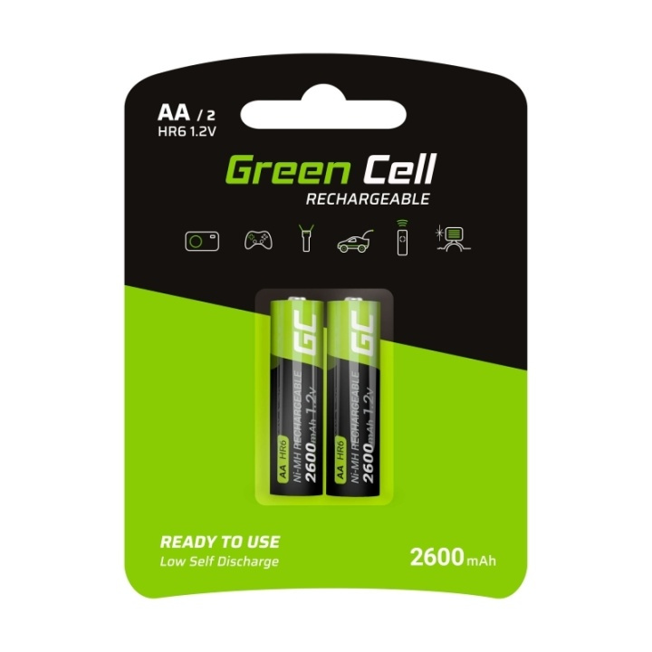 Green Cell Laddbara Ni-MH batterier 2x AA HR6 2600 mAh in de groep HOME ELECTRONICS / Batterijen & Opladers / Oplaadbare batterijen / AA bij TP E-commerce Nordic AB (38-86540)