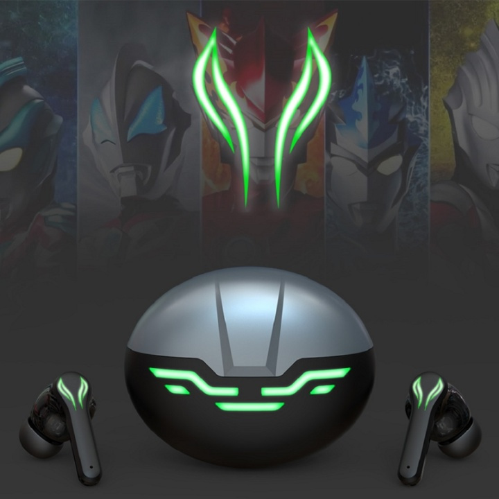 YX-03 draadloze in-ear gamingkoptelefoon met LED, zilver/zwart in de groep HOME ELECTRONICS / Audio & Beeld / Koptelefoon & Accessoires / Koptelefoon bij TP E-commerce Nordic AB (38-86564)