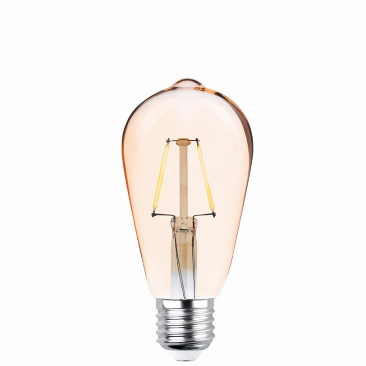 Forever Light Retro LED-lampa med filament Guld, E27 ST64 4W 2200K 400lm in de groep HOME ELECTRONICS / Verlichting / LED-lampen bij TP E-commerce Nordic AB (38-86596)