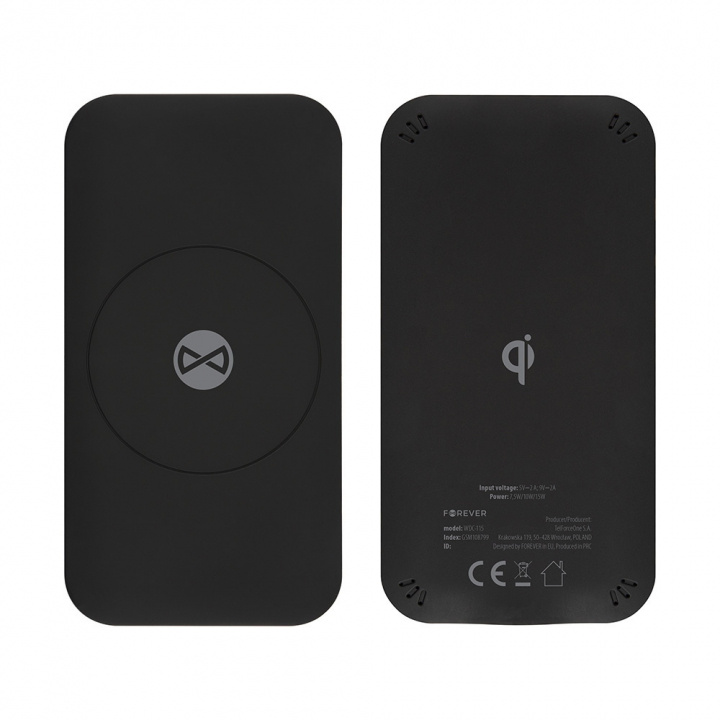 Forever wireless charger WDC-115 15W, Black in de groep SMARTPHONE & TABLETS / Opladers & Kabels / Draadloze Qi-oplader bij TP E-commerce Nordic AB (38-86653)