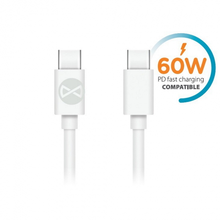 Forever kabel USB-C - USB-C 1,0 m 3A, Wit in de groep SMARTPHONE & TABLETS / Opladers & Kabels / Kabels / Kabels Type C bij TP E-commerce Nordic AB (38-86655)