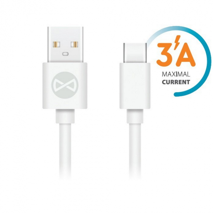 Forever kabel USB - USB-C 1,0 m 3A, Wit in de groep SMARTPHONE & TABLETS / Opladers & Kabels / Kabels / Kabels Type C bij TP E-commerce Nordic AB (38-86658)