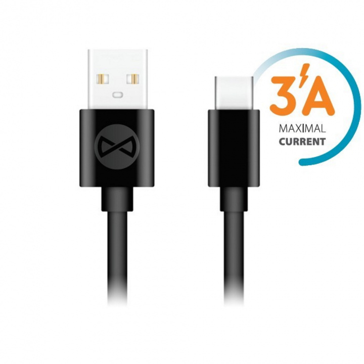 Forever cable USB - USB-C 1,0 m 3A, Black in de groep SMARTPHONE & TABLETS / Opladers & Kabels / Kabels / Kabels Type C bij TP E-commerce Nordic AB (38-86659)