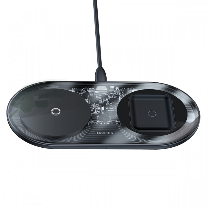 Baseus 2-in-1 18W draadloze oplader, transparant in de groep SMARTPHONE & TABLETS / Opladers & Kabels / Draadloze Qi-oplader bij TP E-commerce Nordic AB (38-86690)