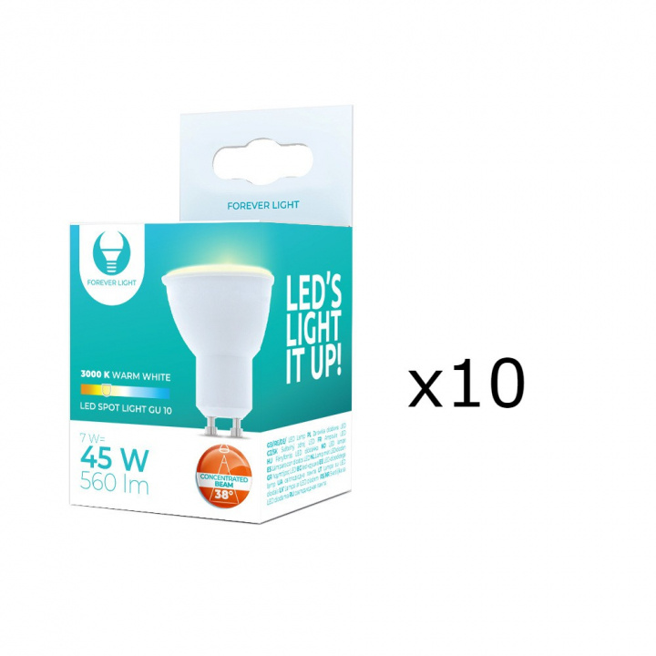 LED lamp GU10 7W 230V 3000K 38°, 10-pack, Warm wit in de groep HOME ELECTRONICS / Verlichting / LED-lampen bij TP E-commerce Nordic AB (38-86692-PKT10)