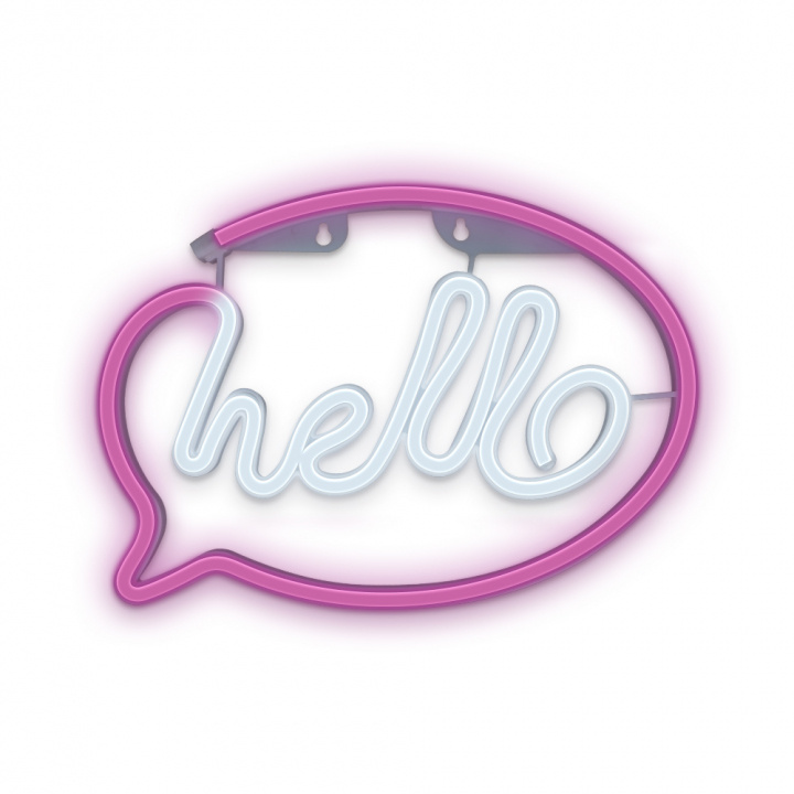 Forever Light Neon LED Lamp HELLO batterij + USB FLNE15, Roze/Wit in de groep HOME ELECTRONICS / Verlichting / Wandlampen bij TP E-commerce Nordic AB (38-86870)