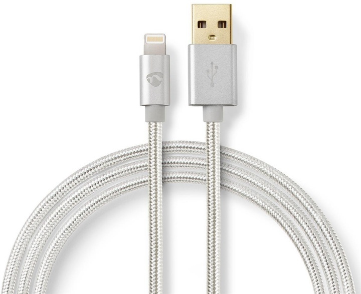 Nedis Lightning Kabel | USB 2.0 | Apple Lightning 8-Pins | USB-A Male | 480 Mbps | Verguld | 3.00 m | Rond | Gevlochten / Nylon | Aluminium | Cover Window Box in de groep SMARTPHONE & TABLETS / Opladers & Kabels / Kabels / Kabels Lightning bij TP E-commerce Nordic AB (38-88710)