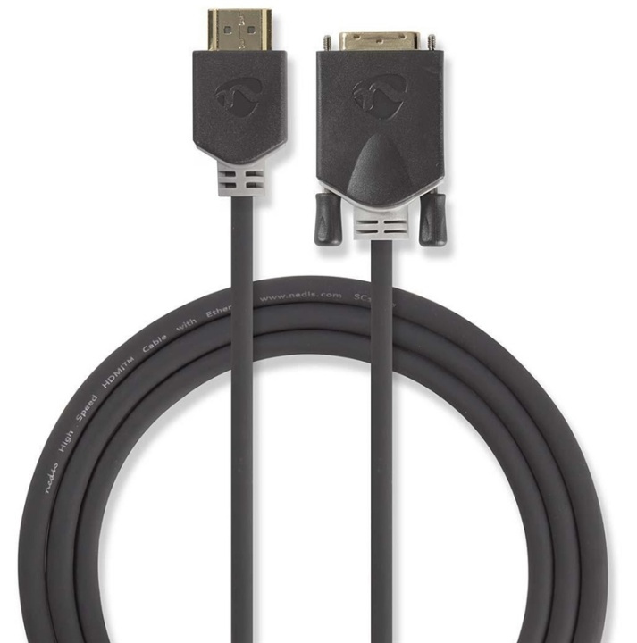 Nedis HDMI™ Kabel | HDMI™ Connector | DVI-D 24+1-Pins Male | 1080p | Verguld | 2.00 m | Recht | PVC | Antraciet | Window Box met Euro Lock in de groep HOME ELECTRONICS / Kabels & Adapters / HDMI / Kabels bij TP E-commerce Nordic AB (38-88711)