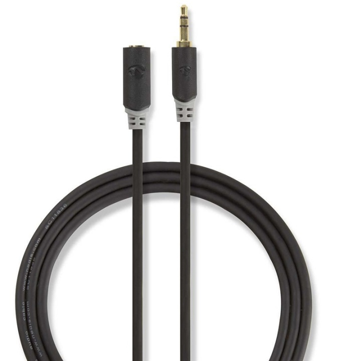 Nedis Stereo-Audiokabel | 3,5 mm Male | 3,5 mm Female | Verguld | 3.00 m | Rond | Antraciet | Doos in de groep HOME ELECTRONICS / Kabels & Adapters / Audio Analoog / 3.5 mm bij TP E-commerce Nordic AB (38-89017)