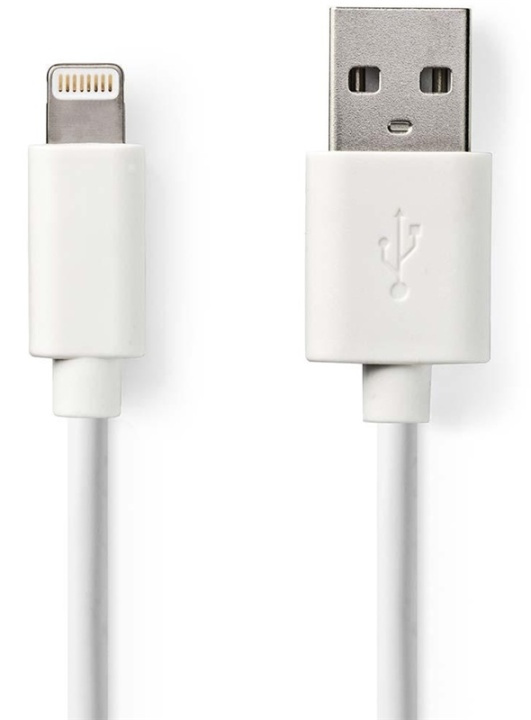 Nedis Lightning Kabel | USB 2.0 | Apple Lightning 8-Pins | USB-A Male | 480 Mbps | Vernikkeld | 3.00 m | Rond | PVC | Wit | Polybag in de groep SMARTPHONE & TABLETS / Opladers & Kabels / Kabels / Kabels Lightning bij TP E-commerce Nordic AB (38-89257)