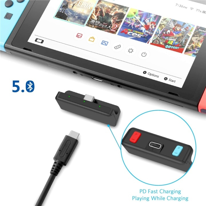 Invery Bluetooth Ljudsändare till Nintendo Switch in de groep HOME ELECTRONICS / Spelconsoles en accessoires / Nintendo Switch / Accessoires bij TP E-commerce Nordic AB (38-89308)