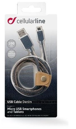 Cellularline microUSB-kabel Jeans, 1m in de groep SMARTPHONE & TABLETS / Opladers & Kabels / Kabels / Kabels microUSB bij TP E-commerce Nordic AB (38-89509)
