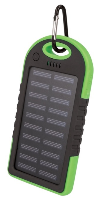 Setty powerbank met zonnecellen, 5000 mAh, Groen in de groep SMARTPHONE & TABLETS / Opladers & Kabels / Powerbanks bij TP E-commerce Nordic AB (38-90104)
