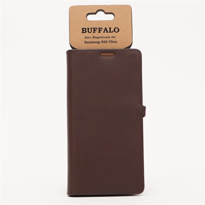 BUFFALO Wallet Leather Brown 3 Cardpockets Samsung Galaxy S20 Ultra in de groep SMARTPHONE & TABLETS / Mobielbescherming / Samsung bij TP E-commerce Nordic AB (38-90582)