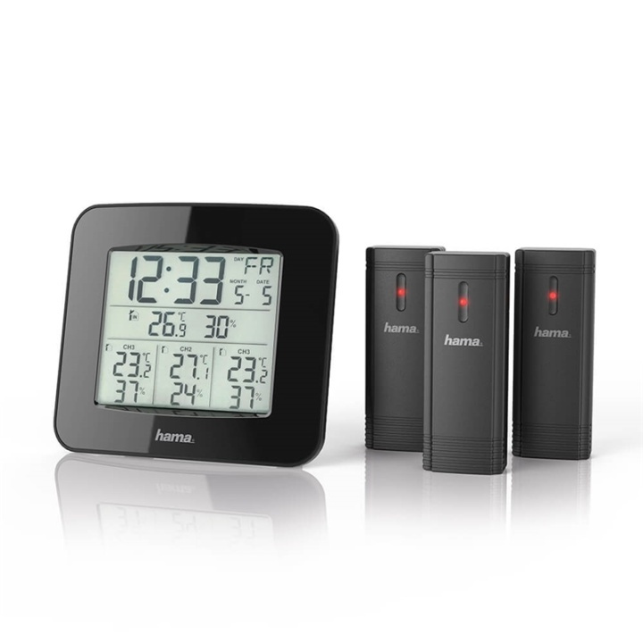 HAMA Weatherstation EWS-Trio 3x Sensor Black in de groep HUISHOUDEN & TUIN / Ventilatoren & Klimaatproducten / Thermometers en weerstations bij TP E-commerce Nordic AB (38-90743)