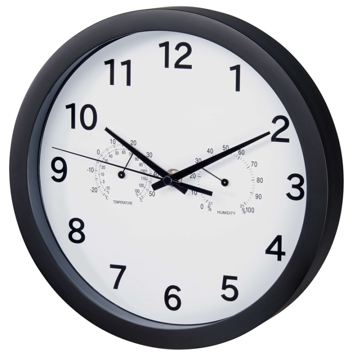 HAMA Wall Clock Pure Plus Termo/Hygro Black in de groep HUISHOUDEN & TUIN / Horloges & Tellers / Wandklokken bij TP E-commerce Nordic AB (38-90754)