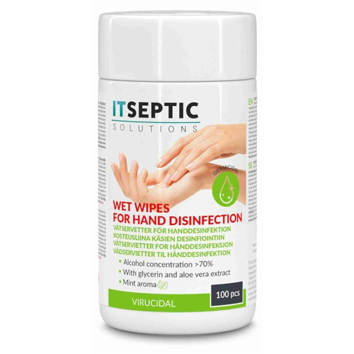 ITSEPTIC Hand Disinfection Wet Wipes Small >70% Alcohol 9x13,5cm 100 pcs. in de groep BEAUTY & HEALTH / Gezondheidszorg / handdesinfectie bij TP E-commerce Nordic AB (38-90858)