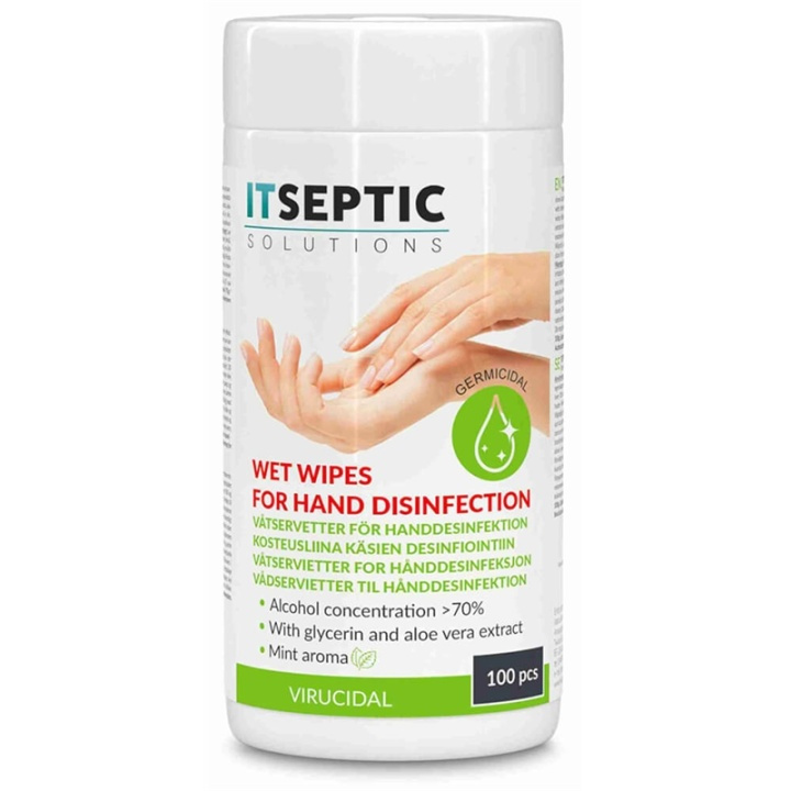 ITSEPTIC Hand Disinfection Wet Wipes Medium >70% Alcohol 13,5x15cm 100 pcs. in de groep HUISHOUDEN & TUIN / Schoonmaakproducten / Oppervlakte desinfectie bij TP E-commerce Nordic AB (38-90859)