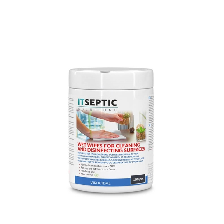 ITSEPTIC Surface Disinfection Wet Wipes Large >70% Alcohol 12x24cm 150 pcs. in de groep HUISHOUDEN & TUIN / Schoonmaakproducten / Oppervlakte desinfectie bij TP E-commerce Nordic AB (38-90872)