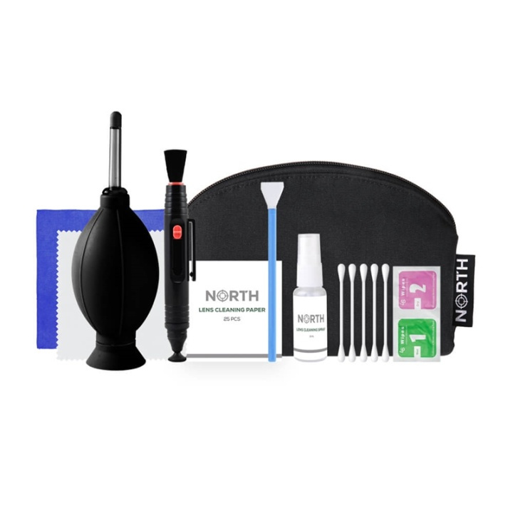 NORTH Photo Lens Cleaningkit Bellows Brush Liquid Cloths Swab etc in de groep HOME ELECTRONICS / Foto & Video / Fotoapparatuur / Overige bij TP E-commerce Nordic AB (38-91025)