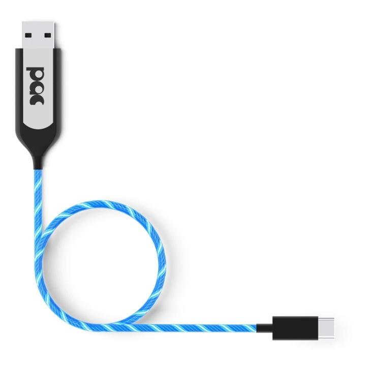 PAC Cabel USB-C 1m Blue LED Light in de groep COMPUTERS & RANDAPPARATUUR / Computerkabels / USB / USB-C bij TP E-commerce Nordic AB (38-91131)