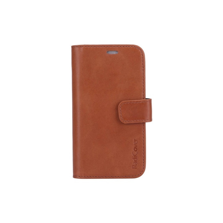 RADICOVER Radiation protected Mobilewallet Leather iPhone 12 Mini 2in1 Magnetcover Brown 3-Led RFID in de groep SMARTPHONE & TABLETS / Mobielbescherming / Apple / iPhone 12 Mini / Wallet Case bij TP E-commerce Nordic AB (38-91314)