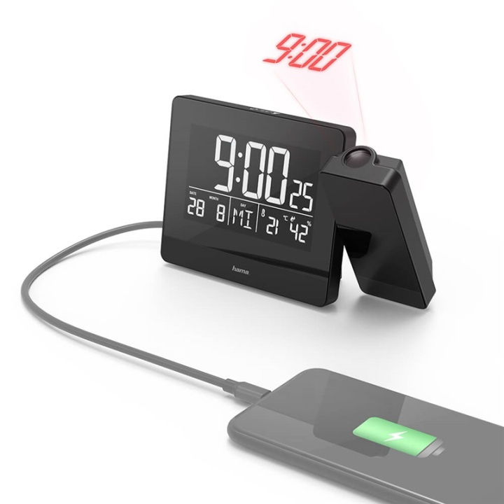 HAMA Alarm Clock Projection Plus Charge Black in de groep HUISHOUDEN & TUIN / Horloges & Tellers / Wekkers bij TP E-commerce Nordic AB (38-91847)