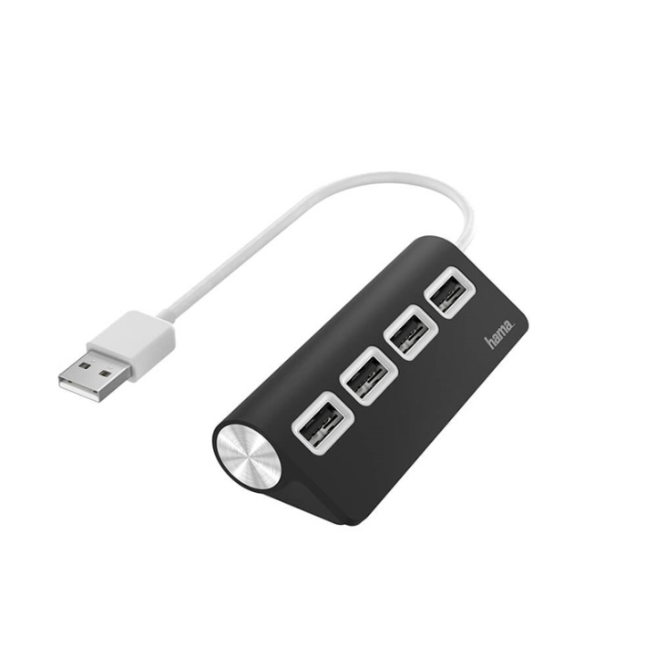 HAMA Hub USB-A 2.0 4x Ports 480 Mbit/s Black in de groep COMPUTERS & RANDAPPARATUUR / Computeraccessoires / USB-hubs bij TP E-commerce Nordic AB (38-91881)