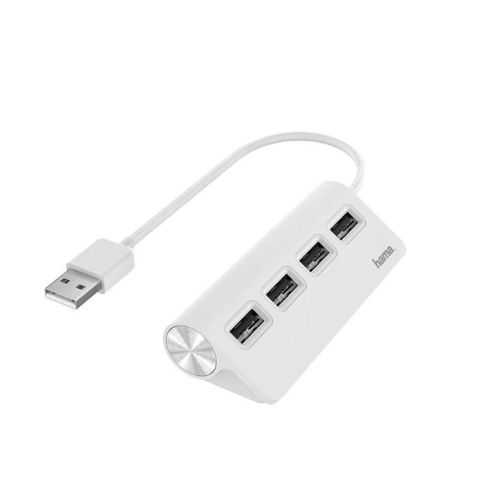 HAMA Hub USB-A 2.0 4x Ports 480 Mbit/s White in de groep COMPUTERS & RANDAPPARATUUR / Computeraccessoires / USB-hubs bij TP E-commerce Nordic AB (38-91882)