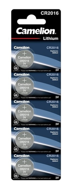 Camelion CR2016/3V, knappcellsbatteri, litium, 5-pack in de groep HOME ELECTRONICS / Batterijen & Opladers / Batterijen / Knoopcel bij TP E-commerce Nordic AB (38-92006)