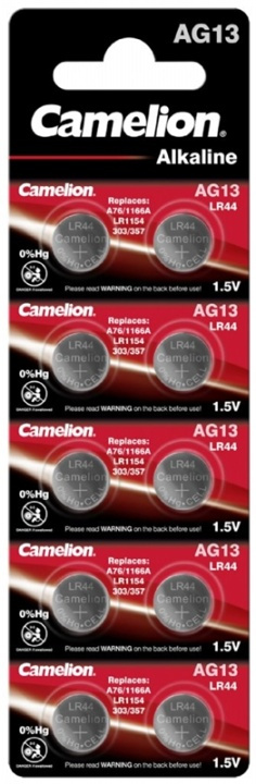Camelion LR44/1,5V, knappcellsbatteri, alkaline, 10-pack in de groep HOME ELECTRONICS / Batterijen & Opladers / Batterijen / Knoopcel bij TP E-commerce Nordic AB (38-92012)