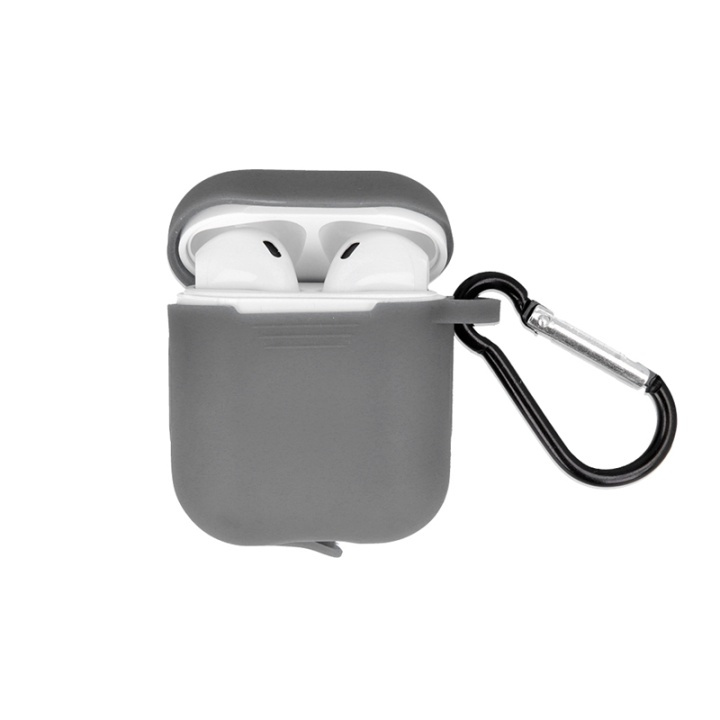 Airpods Beschermhoes met haak, Grijs in de groep HOME ELECTRONICS / Audio & Beeld / Koptelefoon & Accessoires / Accessoires bij TP E-commerce Nordic AB (38-92625)