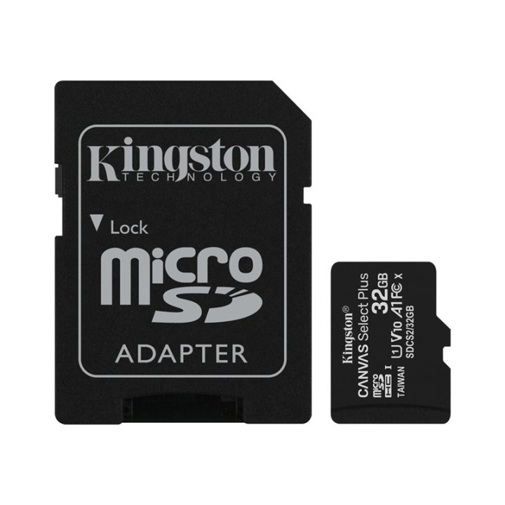Kingston Canvas Select Plus microSDHC 32GB + Adapter in de groep HOME ELECTRONICS / Opslagmedia / Geheugenkaarten / MicroSD/HC/XC bij TP E-commerce Nordic AB (38-92718)
