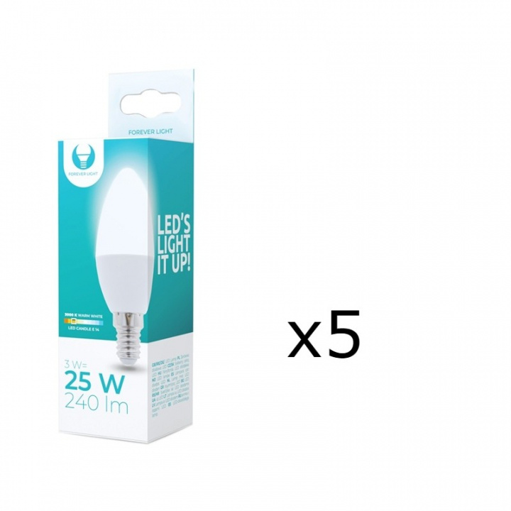 LED-Lampa E14, C37, 3W, 230V, 3000K 5-pack, Varmvitt in de groep HOME ELECTRONICS / Verlichting / LED-lampen bij TP E-commerce Nordic AB (38-92746-PKT05)