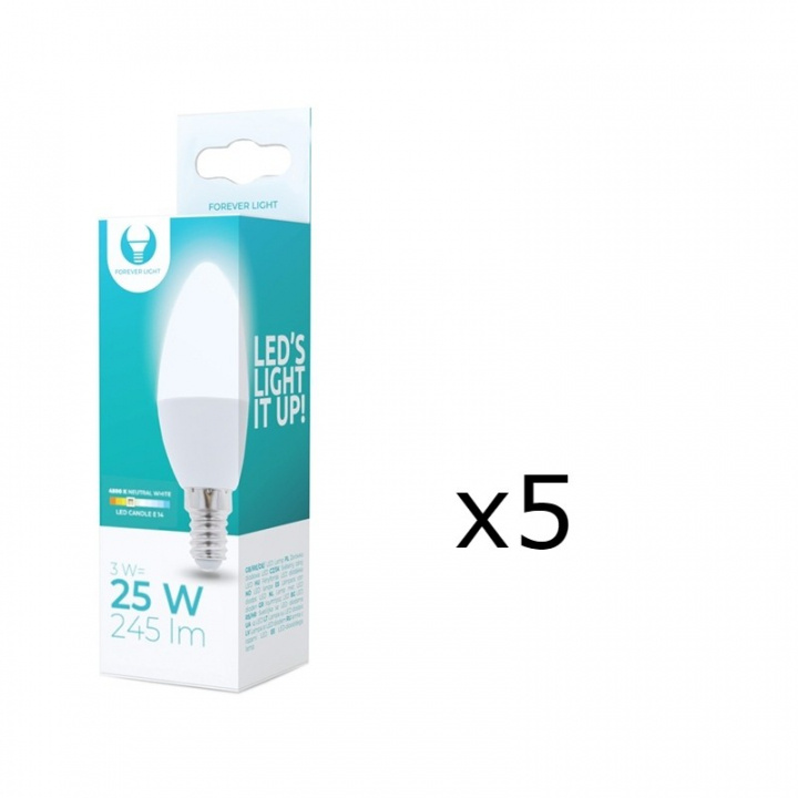 LED-Lampa E14, C37, 3W, 230V, 4500K 5-pack, Vit neutral in de groep HOME ELECTRONICS / Verlichting / LED-lampen bij TP E-commerce Nordic AB (38-92747-PKT05)