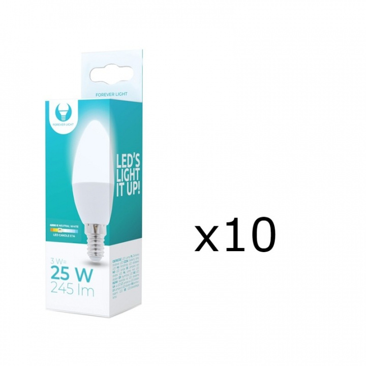 LED Lamp E14, C37, 3W, 230V, 4500K 10-pack, Wit neutraal in de groep HOME ELECTRONICS / Verlichting / LED-lampen bij TP E-commerce Nordic AB (38-92747-PKT10)
