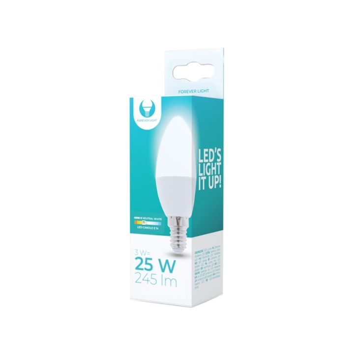 LED-lamp E14, C37, 3W, 230V, 4500K, Wit neutraal in de groep HOME ELECTRONICS / Verlichting / LED-lampen bij TP E-commerce Nordic AB (38-92747)
