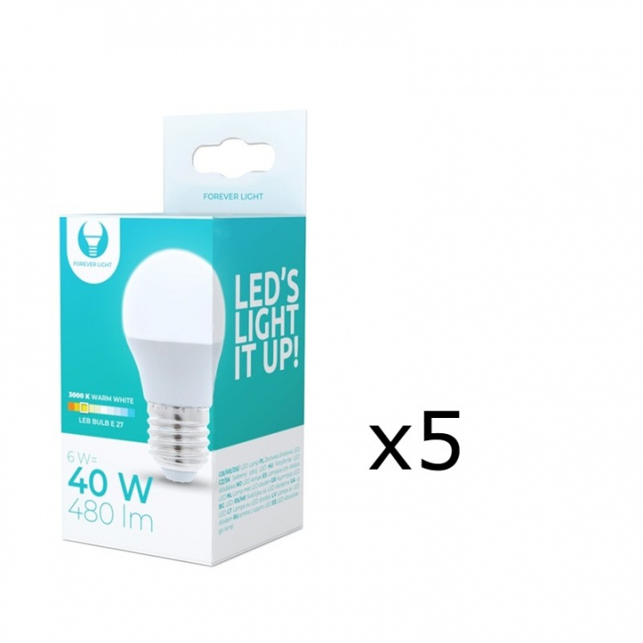 LED Lamp E27, 6W, 230V, 3000K 5-pack, Warm wit in de groep HOME ELECTRONICS / Verlichting / LED-lampen bij TP E-commerce Nordic AB (38-92748-PKT05)