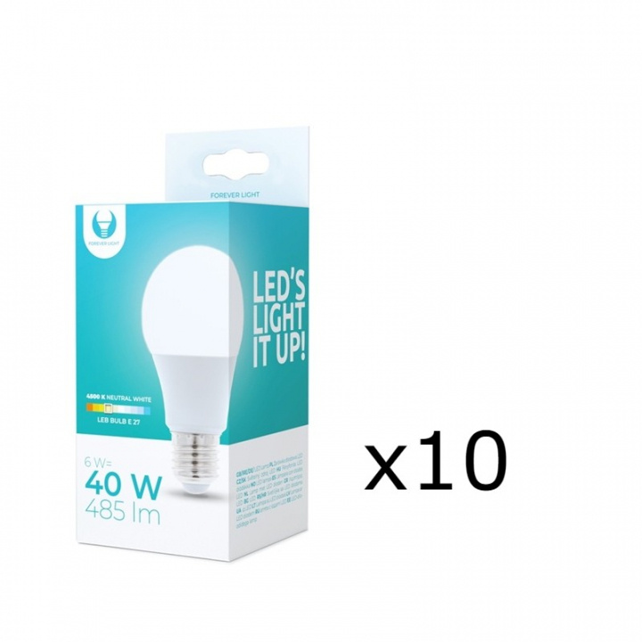 LED Lamp E27, 6W, 230V, 4500K 10-pack, Wit neutraal in de groep HOME ELECTRONICS / Verlichting / LED-lampen bij TP E-commerce Nordic AB (38-92749-PKT10)