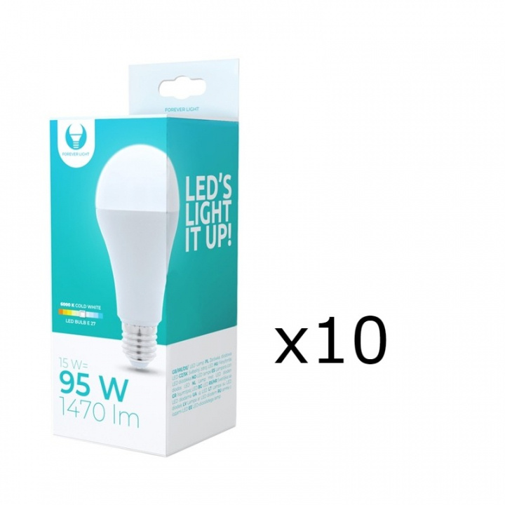 LED Lamp E27, A65, 15W, 230V, 6000K 10-pack, Koel Wit in de groep HOME ELECTRONICS / Verlichting / LED-lampen bij TP E-commerce Nordic AB (38-92750-PKT10)