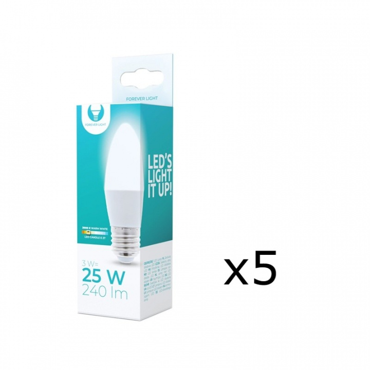 LED Lamp E27, 3W, 230V, 3000K, 5-pack, Warm wit in de groep HOME ELECTRONICS / Verlichting / LED-lampen bij TP E-commerce Nordic AB (38-92754-PKT05)