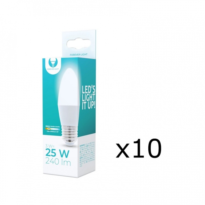 LED Lamp E27, 3W, 230V, 3000K, 10-pack, Warm wit in de groep HOME ELECTRONICS / Verlichting / LED-lampen bij TP E-commerce Nordic AB (38-92754-PKT10)