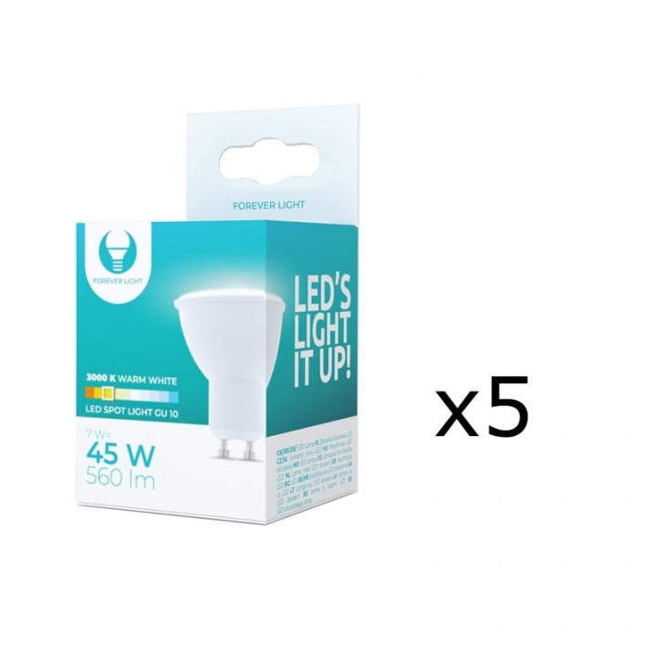 LED Lamp GU10, 7W, 230V, 3000K, 5-pack, Warm wit in de groep HOME ELECTRONICS / Verlichting / LED-lampen bij TP E-commerce Nordic AB (38-92759-PKT05)