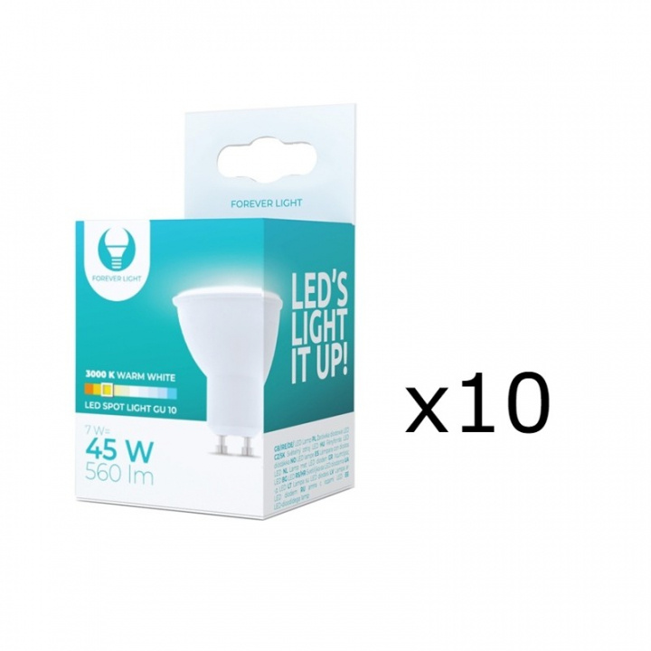 LED Lamp GU10, 7W, 230V, 3000K, 10-pack, Warm wit in de groep HOME ELECTRONICS / Verlichting / LED-lampen bij TP E-commerce Nordic AB (38-92759-PKT10)
