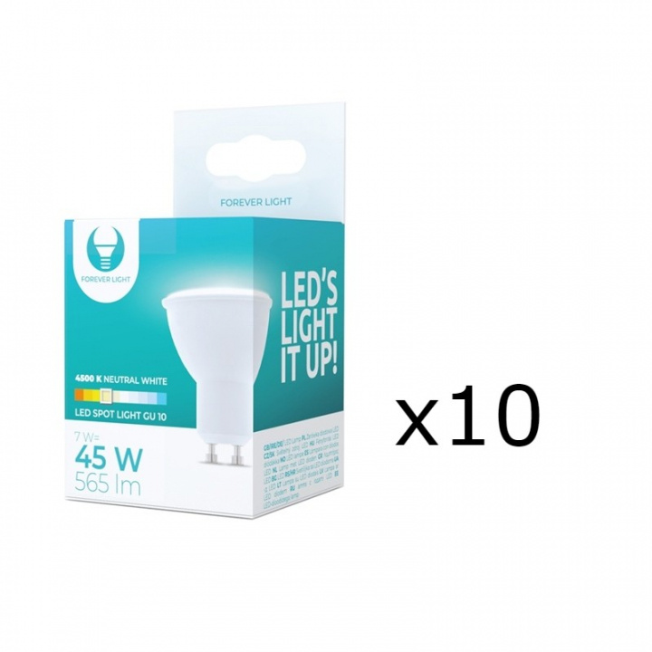 LED Lamp GU10, 7W, 230V, 4500K, 10-pack, Wit neutraal in de groep HOME ELECTRONICS / Verlichting / LED-lampen bij TP E-commerce Nordic AB (38-92760-PKT10)