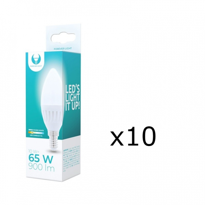 LED Lamp E14, C37, 10W, 230V, 3000K, Keramisch 10-pack, Warm wit in de groep HOME ELECTRONICS / Verlichting / LED-lampen bij TP E-commerce Nordic AB (38-92762-PKT10)