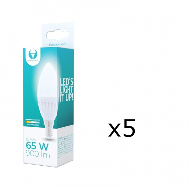 LED-Lampa E14, C37, 10W, 230V, 4000K, Keramisk, 5-pack, Vit neutral in de groep HOME ELECTRONICS / Verlichting / LED-lampen bij TP E-commerce Nordic AB (38-92763-PKT05)