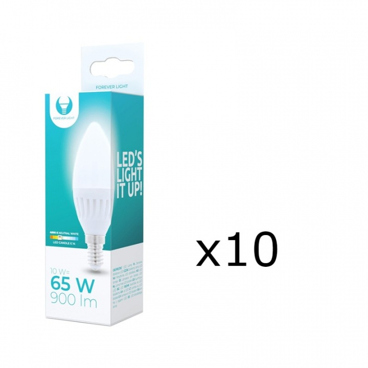 LED-Lampa E14, C37, 10W, 230V, 4000K, Keramisk, 10-pack, Vit neutral in de groep HOME ELECTRONICS / Verlichting / LED-lampen bij TP E-commerce Nordic AB (38-92763-PKT10)