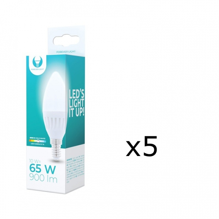 LED-Lampa E14, C37, 10W, 230V, 6000K, Keramisk, Kallvitt in de groep HOME ELECTRONICS / Verlichting / LED-lampen bij TP E-commerce Nordic AB (38-92764-PKT05)